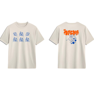 Mr Macha oversized t-shirt with illustrated front and back graphics, Edition 1